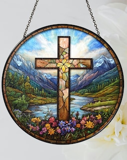Christian Cross Stained Glass Suncatcher, Christian Suncatcher Window Hanging, Religious Home Decor, Faith Gift, Cross Window Decor